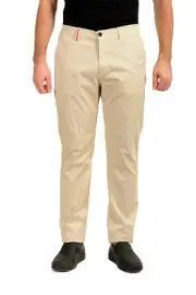 Scuderia Ferrari Men's Beige Flat Front Casual Chino Pants US 34 IT 50