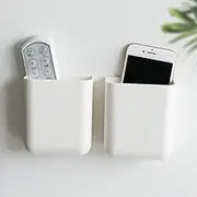 T-H-See Remote Holders Wall Mount Hole Free, Self-Adhesive Storage Box, Pen Holder (2 Pack)