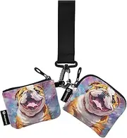 [XYMZR] Mini Zip Around Wristlet keychain Wallet Pugdog Abstruct Galaxy for Women Personalized Pattern Detachable Dual Pouch Wristlet Portable Wallet Phone Coin Purse, Multi-colored, One Size