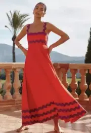 BNWT Mister Zimi Vivi Maxi Dress In Red RicRac Size 6 AU / Size 2 US Summer