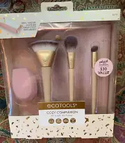ECOTOOLS Cozy Complexion - Gift Brush Set ET-1679 NIB Leather Snap Tray Blender