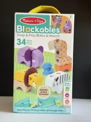 Melissa & Doug Snap & Play Mix & Match Jungle Animal Block Set 34 Pcs Sealed New