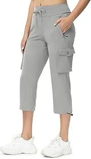 [TBMPOY] Women's Cargo Capris Hiking Pants Lightweight Stretch Quick Dry with Zipper Pockets Cropped Pants Casual Travel