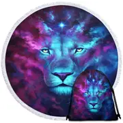 Animal Fantasy Art Firstborn Space Lion Round Beach Towel