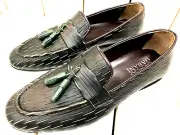 GIORGIO GABANI Slippers Black Green Moccasin Moccasins Calf Leather Men's