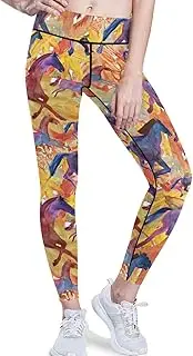[visesunny] High Waist Yoga Pants with Pockets Running Horses Fall Pattern Buttery Soft Tummy Control Running Workout Leggings