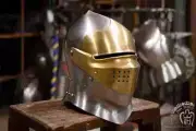 Halloween Medieval Templar Knights Armor Helmet 16 Gage Steel Barbuta Helmet