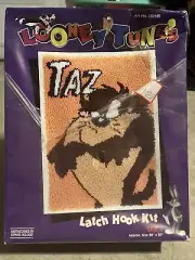 Rare Vintage 1994 *NEW* Caron LOONEY TUNES Taz Latch Hook Kit 30" x 20" 90s Vtg