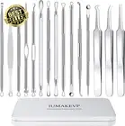 Pimple Popper Tool Kit, 15 PCS Blackhead Remover, Stainless Steel Acne Extractor