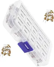 Holibanna Electronics Diy Capacitor Set 600pcs Assorted Sizes 10p to 100nf Plastic Box Storage for Projects