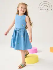 Little Bird by Jools Oliver Chambray Blue Woven 100% Cotton Cut Out Dress (AR6183) | $74 - $92
