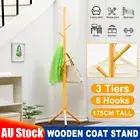 Wooden Garment Clothes Coat Rack Stand Storage Tree Hanger Bag Hat Hooks Holder