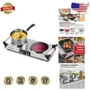 Portable Electric Stove - Double Infrared Ceramic Hot Plate with Cool Touch H...