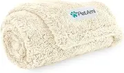 PetAmi Fluffy Waterproof Dog Blanket for Small Medium Dogs, Soft Warm Pet Sherpa Throw Pee Proof Couch Cover, Reversible Cat Puppy Bed Blanket Sofa Protector, Plush Washable Pad (Beige Cream, 29x40)