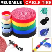 2PCS One Wrap Hook and Loop Double Sided Cable Ties Organiser Strap Tape Roll AU