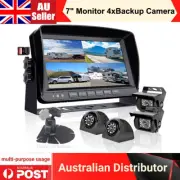7" Quad Monitor DVR Recorder 4x 4PIN AHD Front Side Rear View Backup Cameras Kit