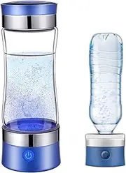 hxoity Portable Hydrogen Water Bottle Hydrogen Water Generator Ionizer with SPE and PEM Technology Make Hydrogen Content Up to 600-1600 PPB High Concentration USB Rechargeable 300Ml(Blue)