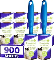 Yotsuba Lint Roller, Sticky Roller Value Set 900 Sheets for Pet Hair Removal, Dog and Cat Lint Remove Brush for Sofa, Bed, Carpet and More