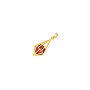 9ct Created Ruby Oval Geo T Drop Pendant in Red