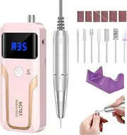 Portable Nail Drill Professional 35000 RPM, Rechargeable Electric Nail File Machine E File for Acrylic Nails Gel Polishing Removing, Cordless E-file with Bits Kit for Manicure Salon Home,(Pink)
