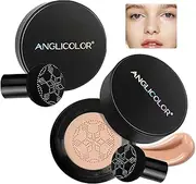 Anglicolor Mushroom Head Air Cushion CC Cream,Full Coverage Concealer,Face Makeup Foundation Long Lasting,CC Cream Makeup Base Primer Even Skin Tone (2PC 01, 60ml)