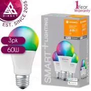 Ledvance 60W Smart+ Wifi Classic A LED Light Bulb│RGBW│E27│Dimmable│Pack Of 3