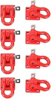 8X Metal Climbing Trailer Tow Hook Hooks Buckle, Winch Shackles Accessory for 1/10 Scale RC Crawler Truck D90 SCX10,Red