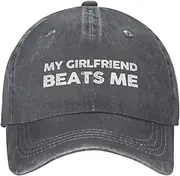 [zhusear] My Girlfriend Beats Me Cap for Trucker Adjustable Baseball Hat Cute Hat Black Baseball Cap, Deep Heather, One Size