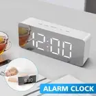 Large LED Mirror Electronic Digital Alarm Clock Snooze Display Time Temperature