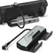 J&D 6-in-1 Docking Station for Steam Deck/ROG Ally | HDMI 2.0 4K@60Hz, Grey