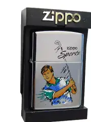 ZIPPO LIGHTER NIAGARA FALLS CANDA FACTORY GOLFER ORG CASE NIB 1996 SPORT SERIES