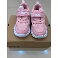 在飛比找蝦皮購物優惠-FILA 女童粉紅發亮運動鞋 19cm附鞋盒