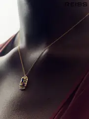 Reiss Gold Tone Skylar Crystal Rectangle Pendant Necklace (F27970) | $95