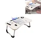 H (White)Kids Laptop Desk With Cup Holder Density Board Foldable Bed Table For
