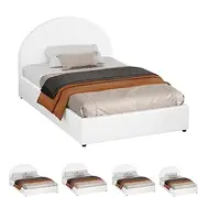 ALFORDSON Bed Frame with Gas Lift Storage, King Single Bed Base with Padded Headboard, Howell Mattress Foundation for Bedroom, Apartment, Living Room and Office, White PU Leather