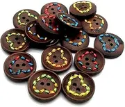 20PCS/Lot 20mm Colorful Tie Rope 2 Hole Decorative DIY Wooden Buttons for Handmake Scrapbooking Crafts Clothing Button