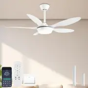 46 inch Modern Ceiling Fans with Lights Remote/APP Control,White Low Profile ...