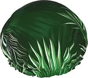 Green Leaves Of Palm Tree Tropical Plants Print Shower Cap For Women Men Reusable Lightweight Soft Bath Hair Cap With Elastic Band