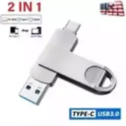 1TB 256GB Silver 2IN1 Memory Stick USB 3.0 Flash Drive Storage Pen, Phone PC, A8