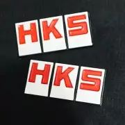 2x Red Matte Silver HKS 3D Metal Decal Badge Sticker Emblem Engine GT Motors 4x4 (for: Renault)