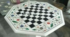 18" marble chess table top center inlay pietra dura green malachite room decor