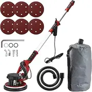 Wall Putty Sanding Machine with LED lamp and Integrated Vacuum System, 1250W 3000RPM Electric Drywall Sander Swivel Head Adjustable Speed Telescopic Dry Wall Sander for Wall Smoothing Polishing