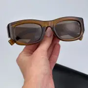 Saint Laurent Men Sunglasses Transparent Brown Rectangle SL713 003 BRAND NEW