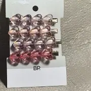 Nordstrom BP. Pink Acrylic Hearts Hair Clips Barrette Set Of 4 NEW