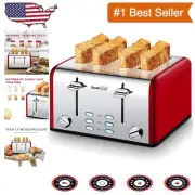 Deluxe Retro Bagel Toaster - 4 Slots, Cancel/Bagel Functions & Removable Tray