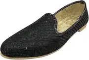 [Step n Style] Jutti for Men Black Traditional Handmade Mojari Punjabi Juti Bridal Shoes Ethnic Mojari Indian Shoes