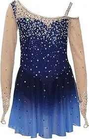 [Zagitova] Ice Figure Skating Dress for Women Patchwork Gradient Girls Competition Dance Outfit with Shiny Rhinestone