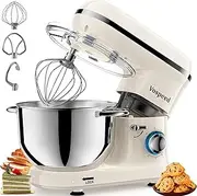 Stand Mixer, Vospeed Food Mixer Dough Blender, 6.2L 1500W Electric Cake Mixer with Bowl, Beater, Hook, Whisk, Egg Separator & Silicone Spatula, Dishwasher Safe (White)