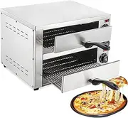 Electric Pizza Oven Countertop, 16 Inch Electric Double Bread Maker Pizza Maker with Timer Independent Temperature Adjustment, Stainless Steel Multipurpose Snack Toaster Oven