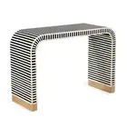 Bone Inlay Waterfall Console Table Handmade Antique Indian Minimalistic Desk